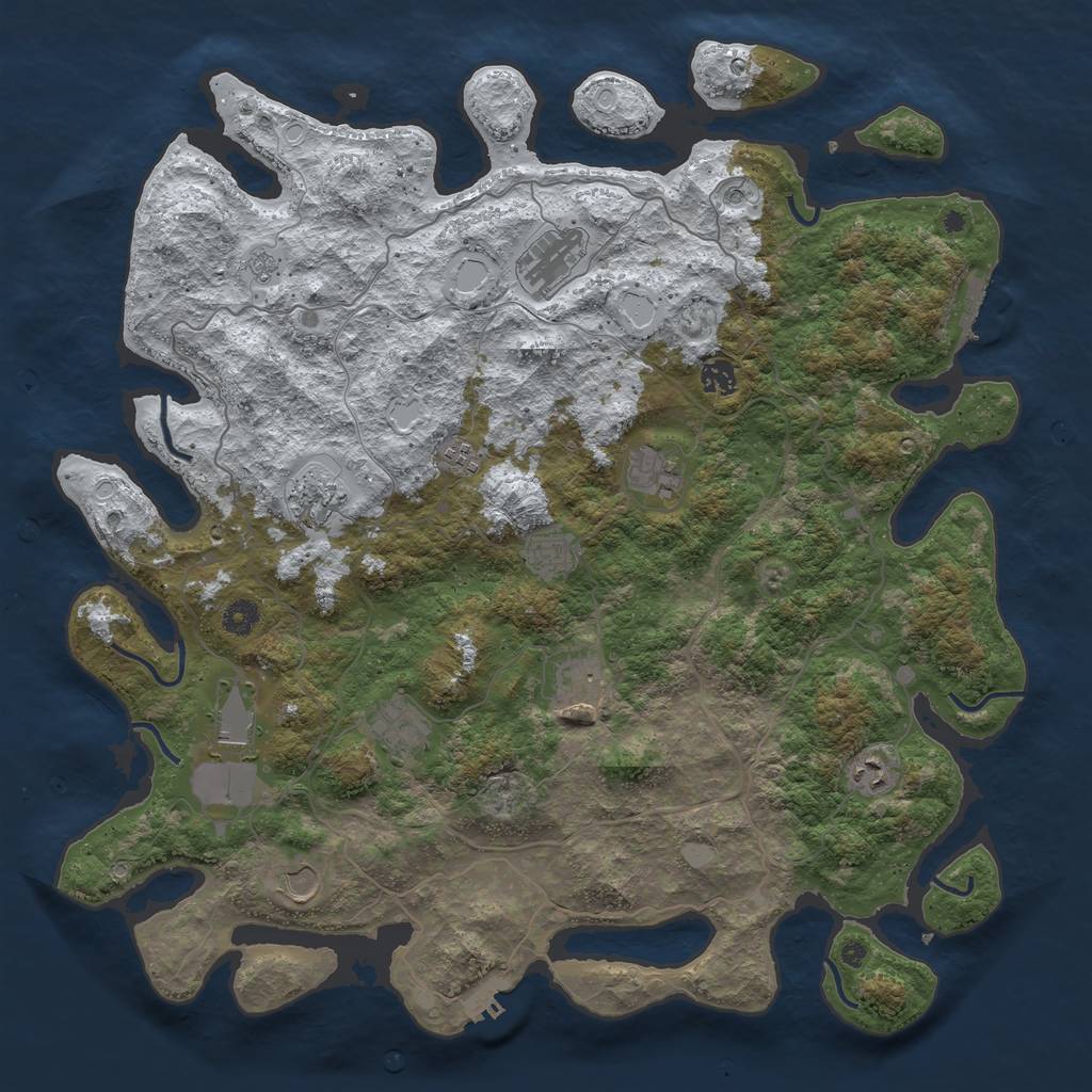 Rust Map: Procedural Map, Size: 4500, Seed: 56268247, 20 Monuments
