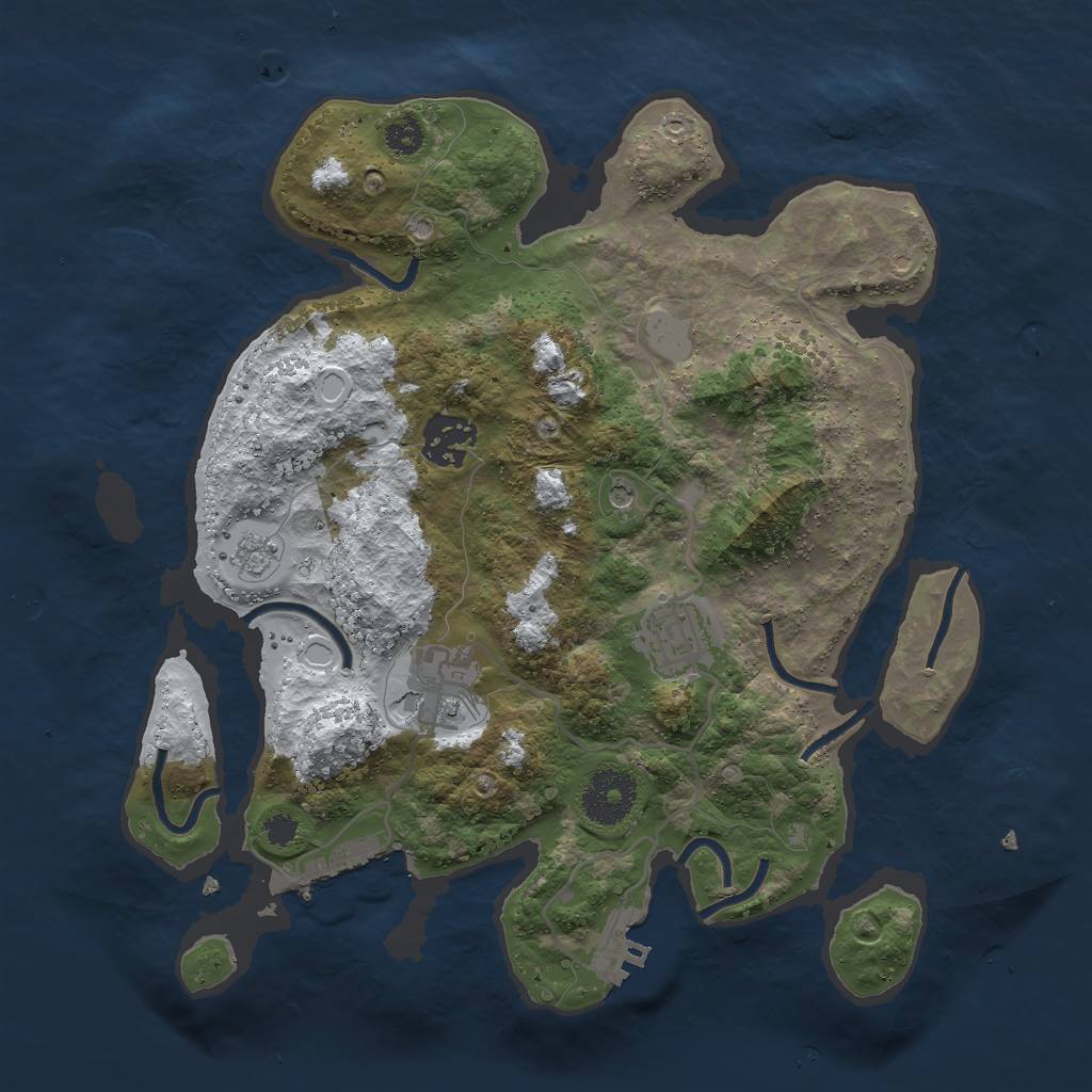 Rust Map: Procedural Map, Size: 3000, Seed: 1020226703, 12 Monuments