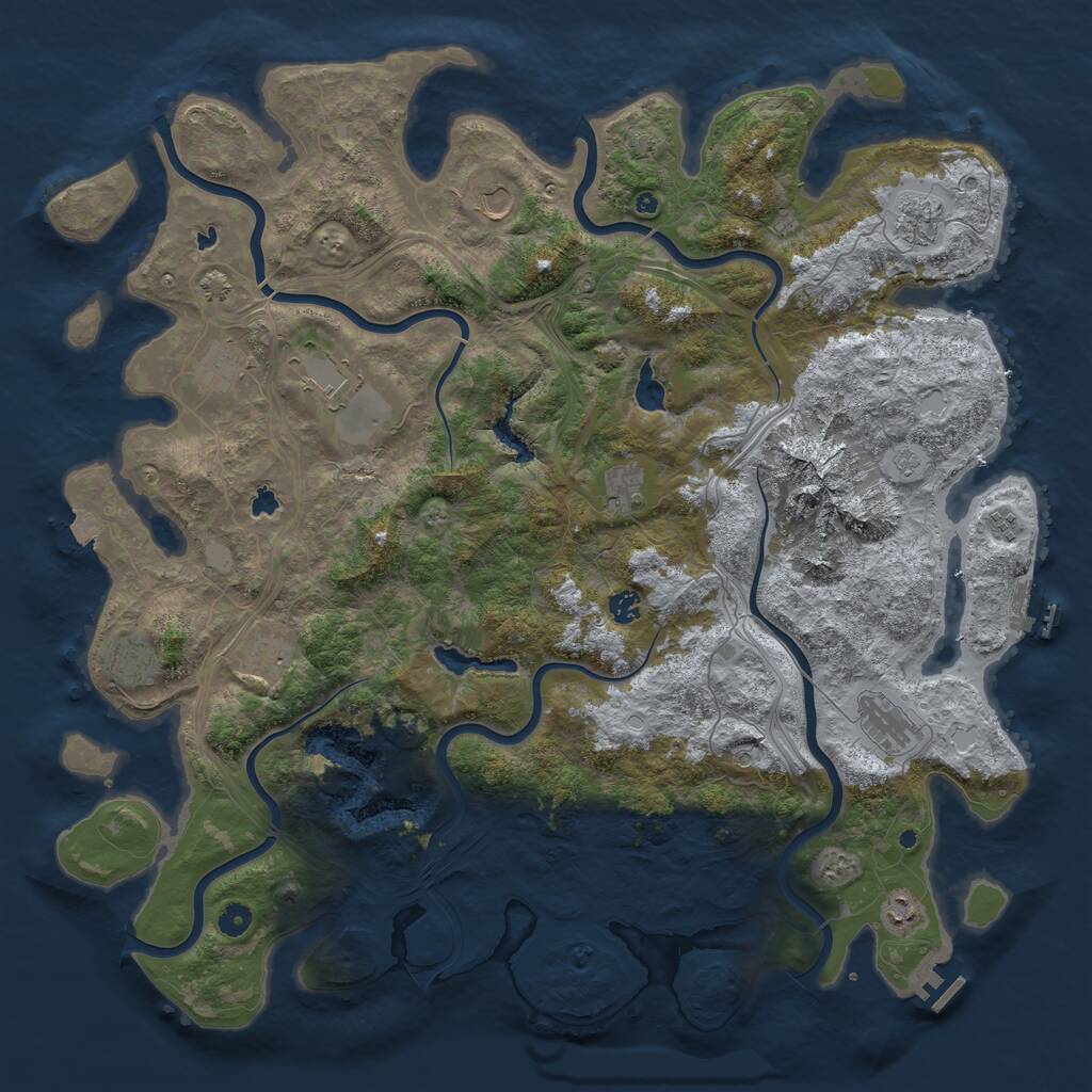 Rust Map: Procedural Map, Size: 5000, Seed: 1244414478, 17 Monuments