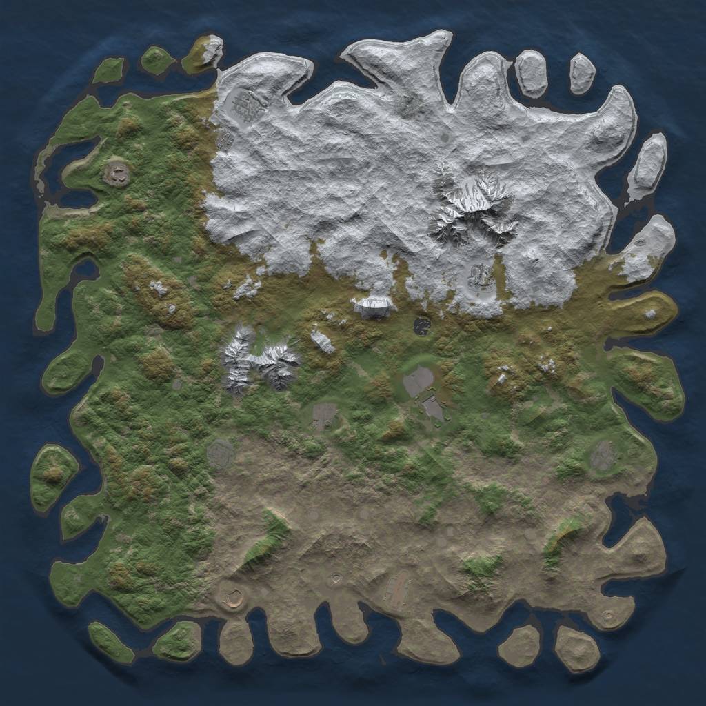 Rust Map: Barren, Size: 6000, Seed: 2147483645, 14 Monuments