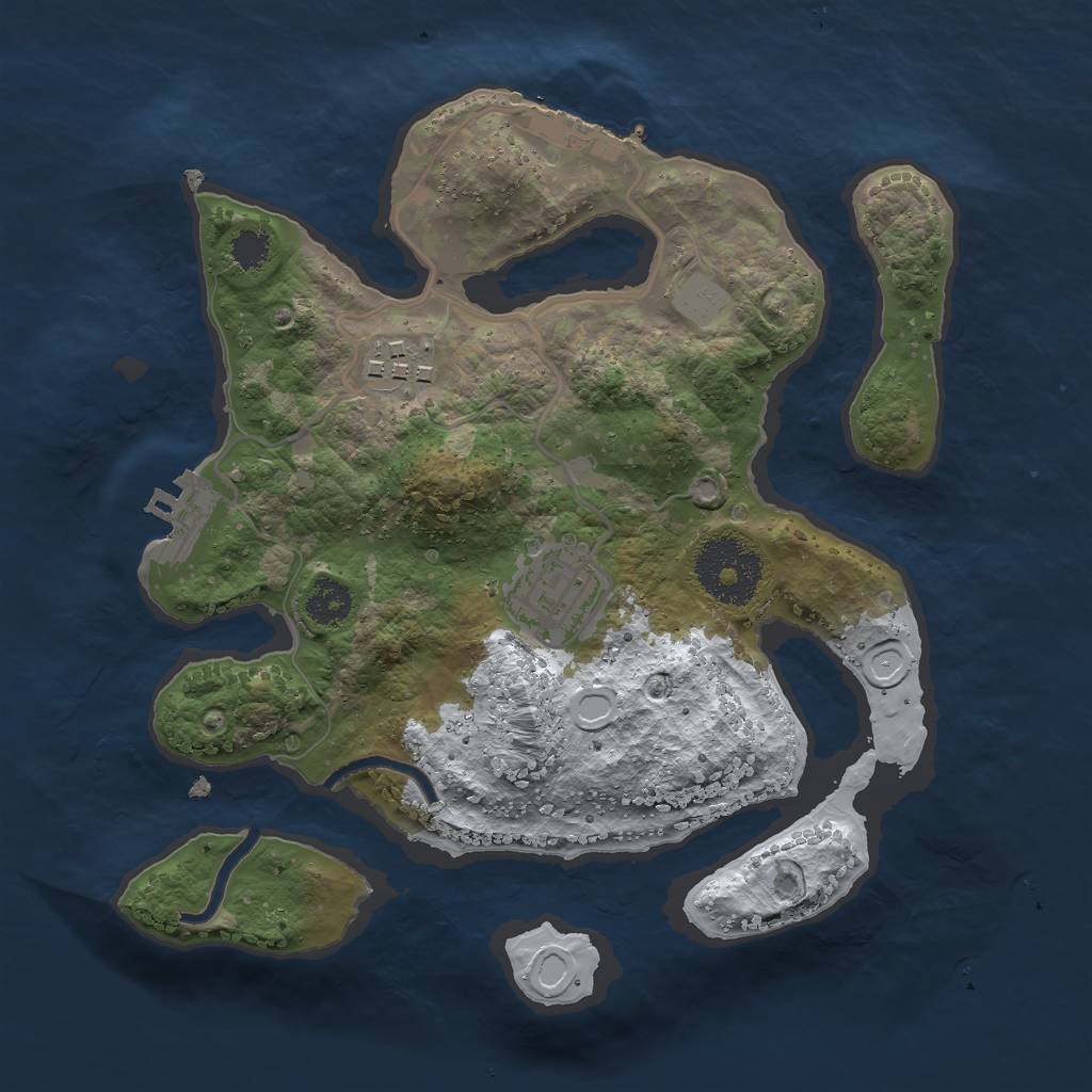 Rust Map: Procedural Map, Size: 2500, Seed: 23742, 9 Monuments