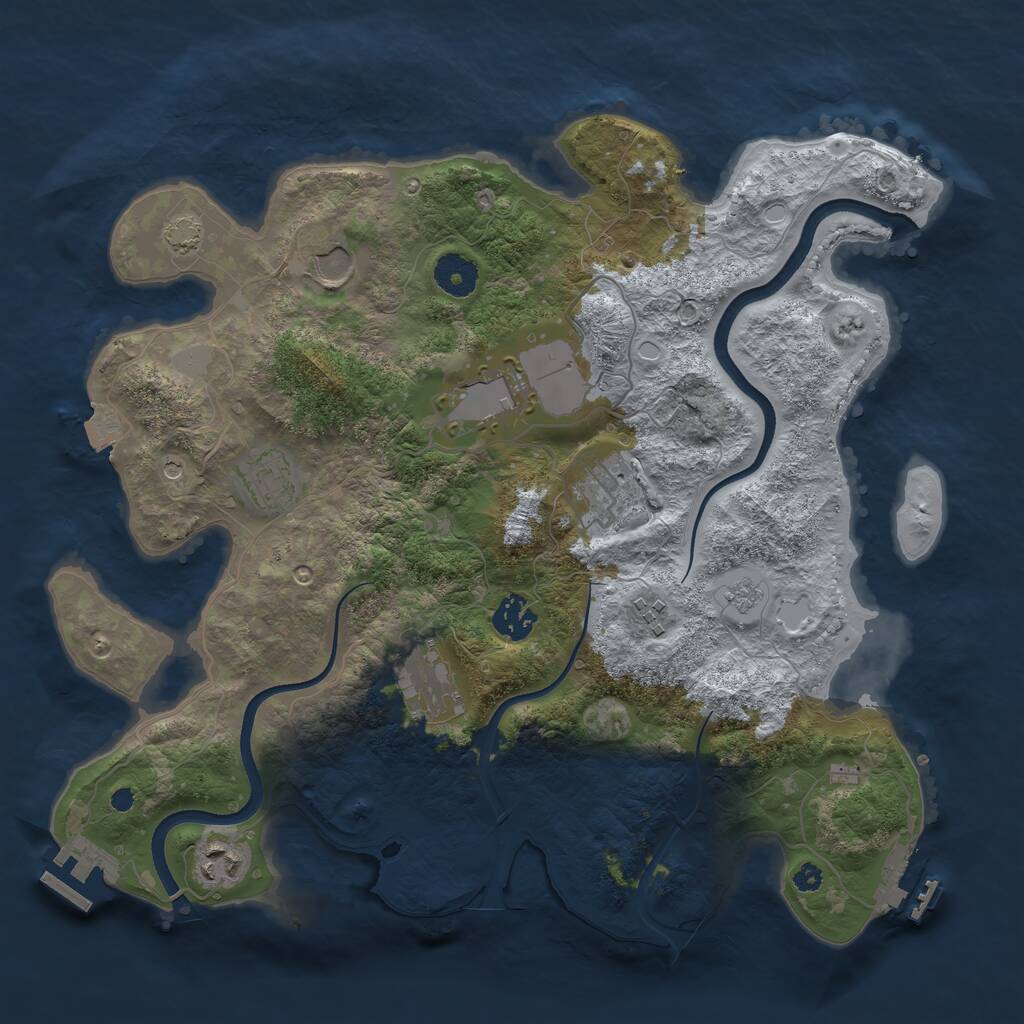 Rust Map: Procedural Map, Size: 3600, Seed: 79630290, 14 Monuments