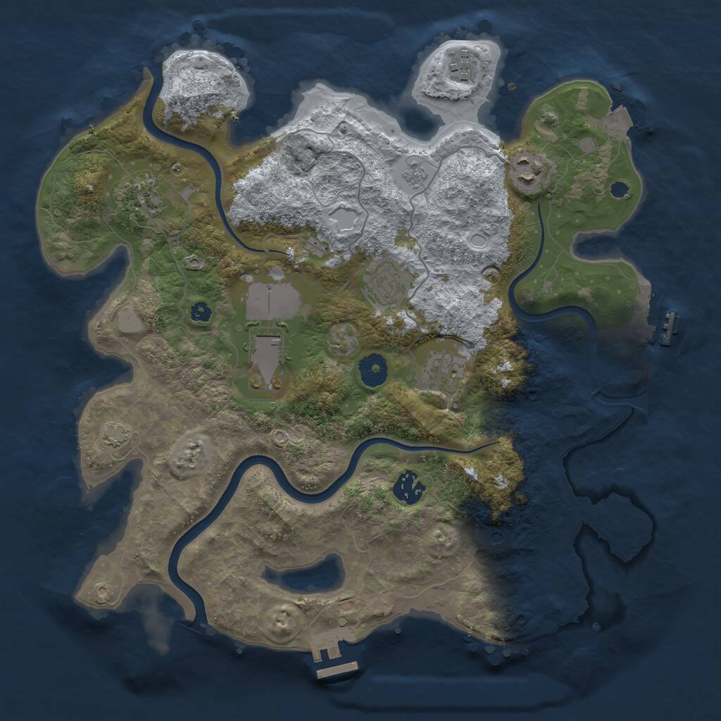 Rust Map: Procedural Map, Size: 3500, Seed: 756540654, 13 Monuments