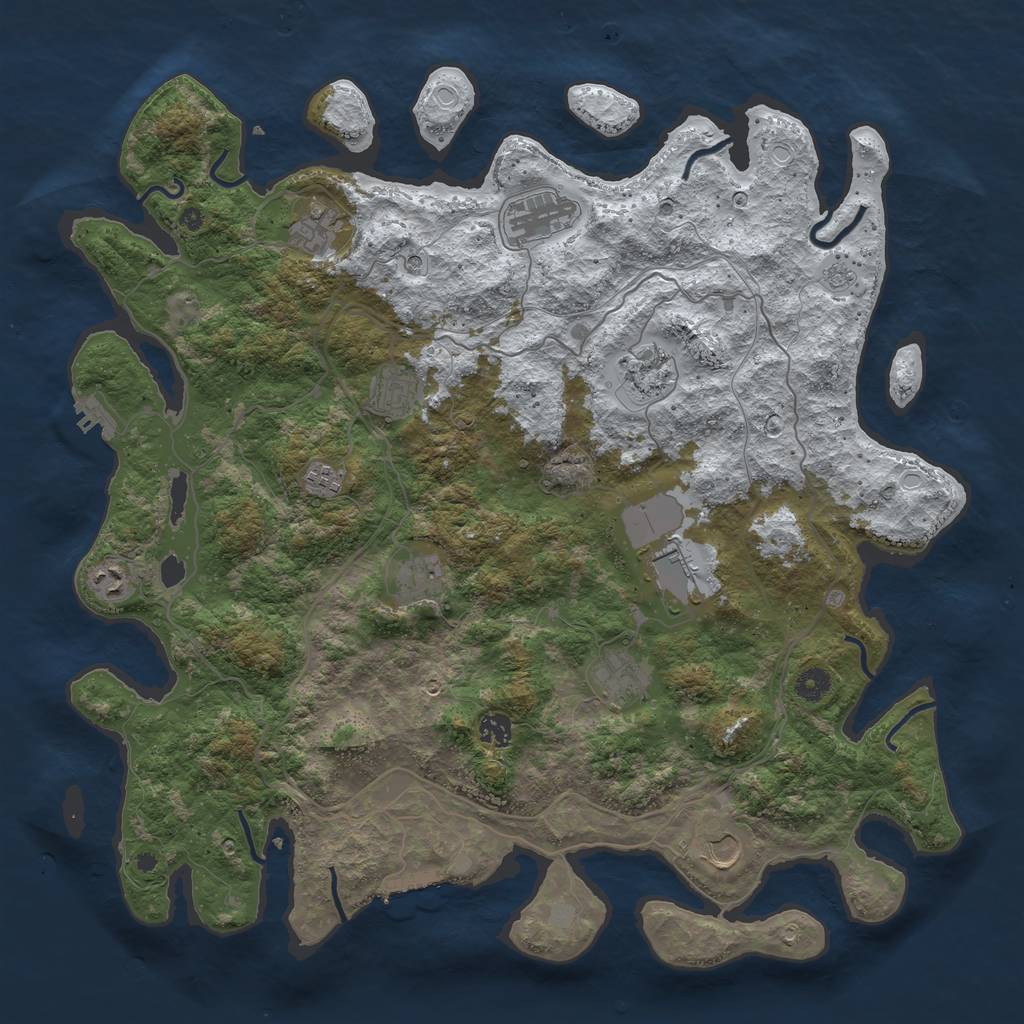 Rust Map: Procedural Map, Size: 4500, Seed: 67348, 20 Monuments
