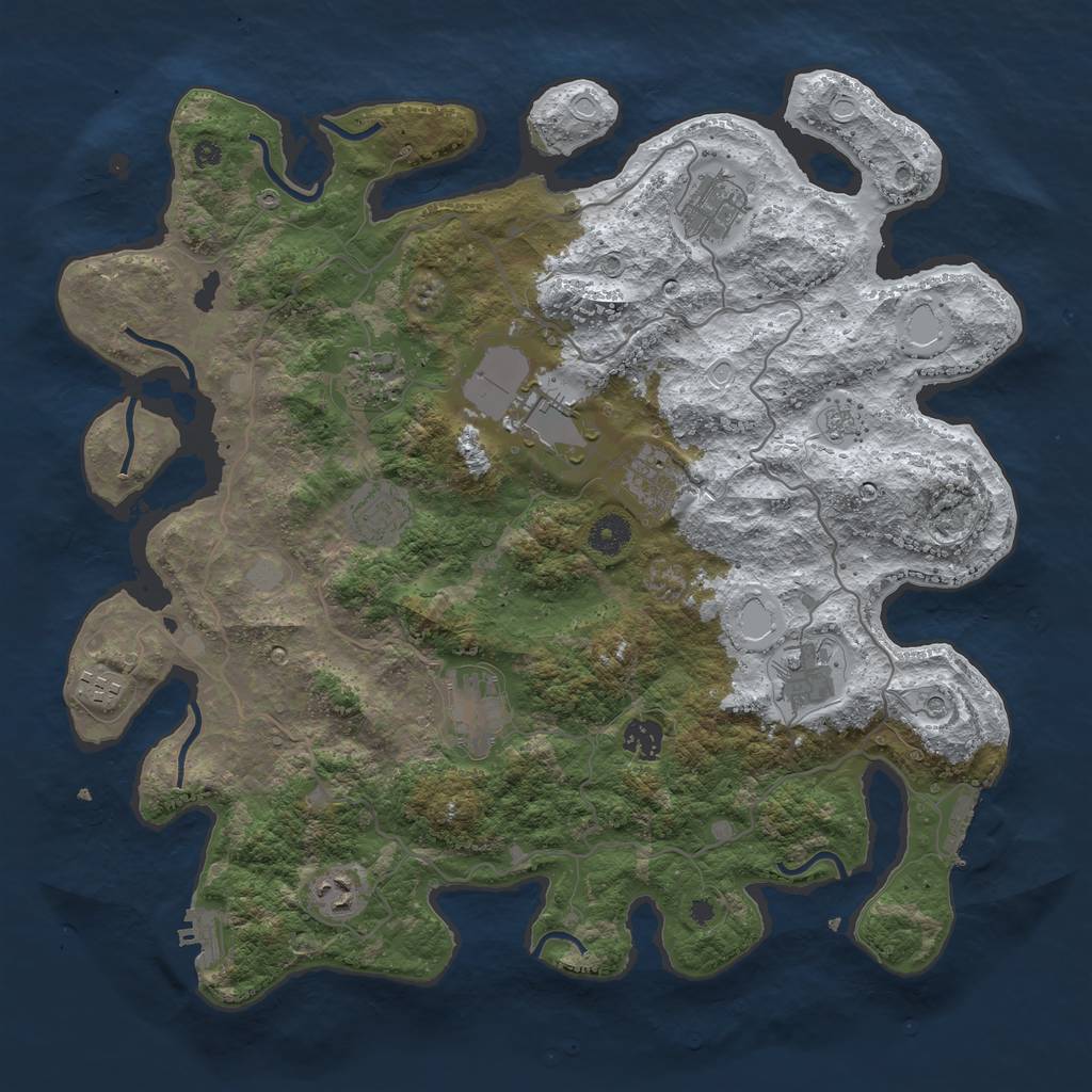 Rust Map: Procedural Map, Size: 4000, Seed: 1253633, 19 Monuments