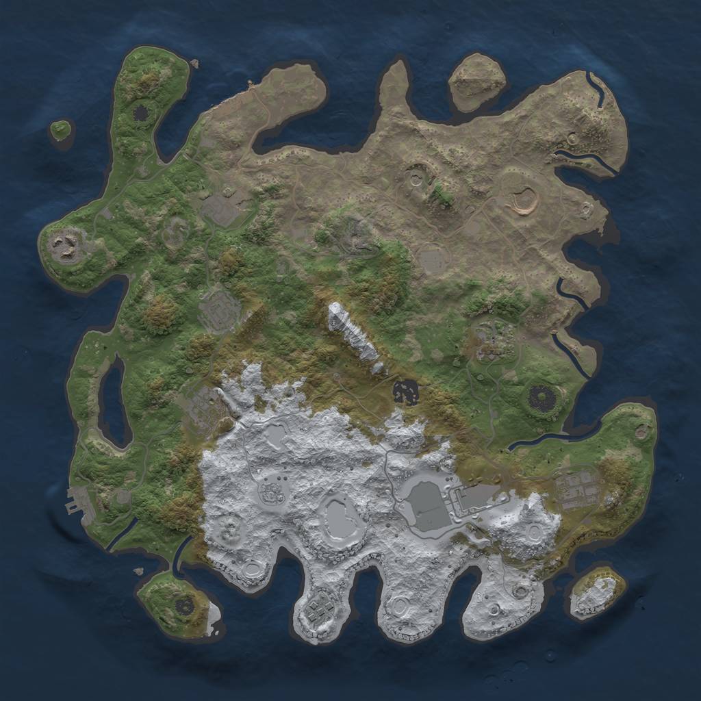 Rust Map: Procedural Map, Size: 3800, Seed: 308739, 19 Monuments