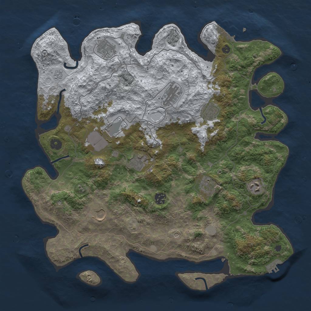 Rust Map: Procedural Map, Size: 4001, Seed: 50002, 19 Monuments