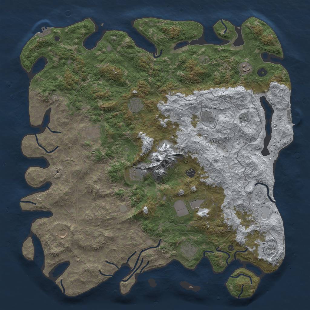 Rust Map: Procedural Map, Size: 5000, Seed: 424242, 20 Monuments