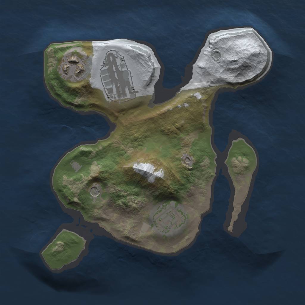 Rust Map: Barren, Size: 2000, Seed: 58, 6 Monuments