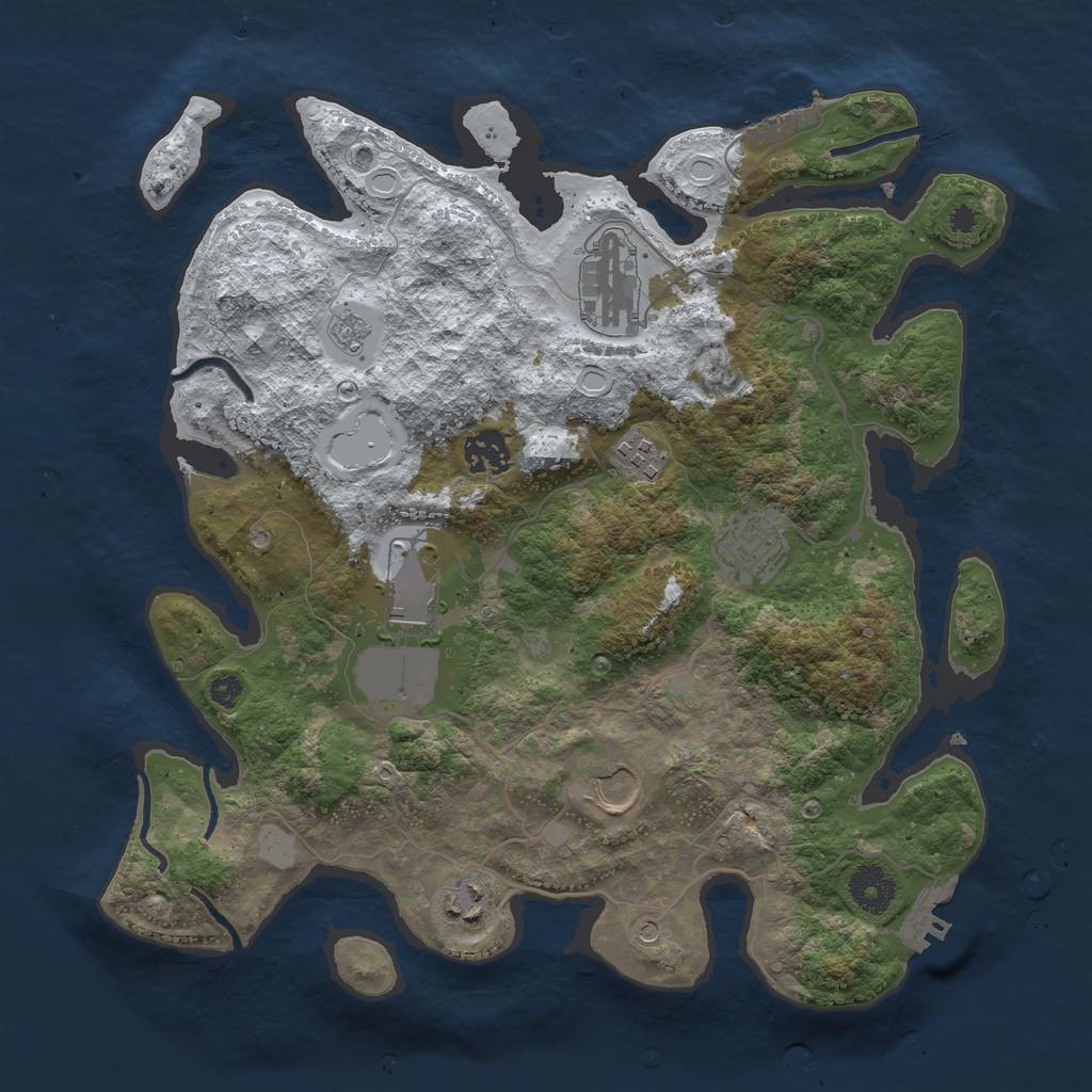 Rust Map: Procedural Map, Size: 3500, Seed: 8275037, 16 Monuments