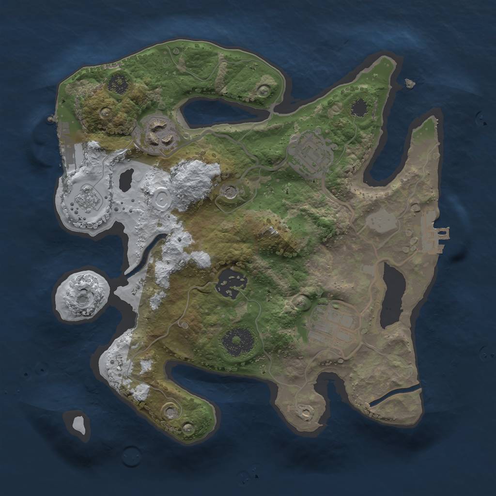 Rust Map: Procedural Map, Size: 2500, Seed: 1417739381, 13 Monuments