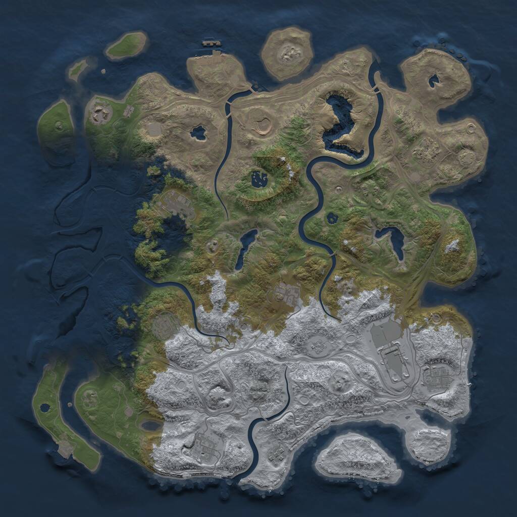 Rust Map: Procedural Map, Size: 4500, Seed: 651482115, 17 Monuments