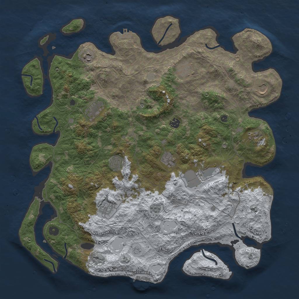 Rust Map: Procedural Map, Size: 4500, Seed: 651482115, 20 Monuments