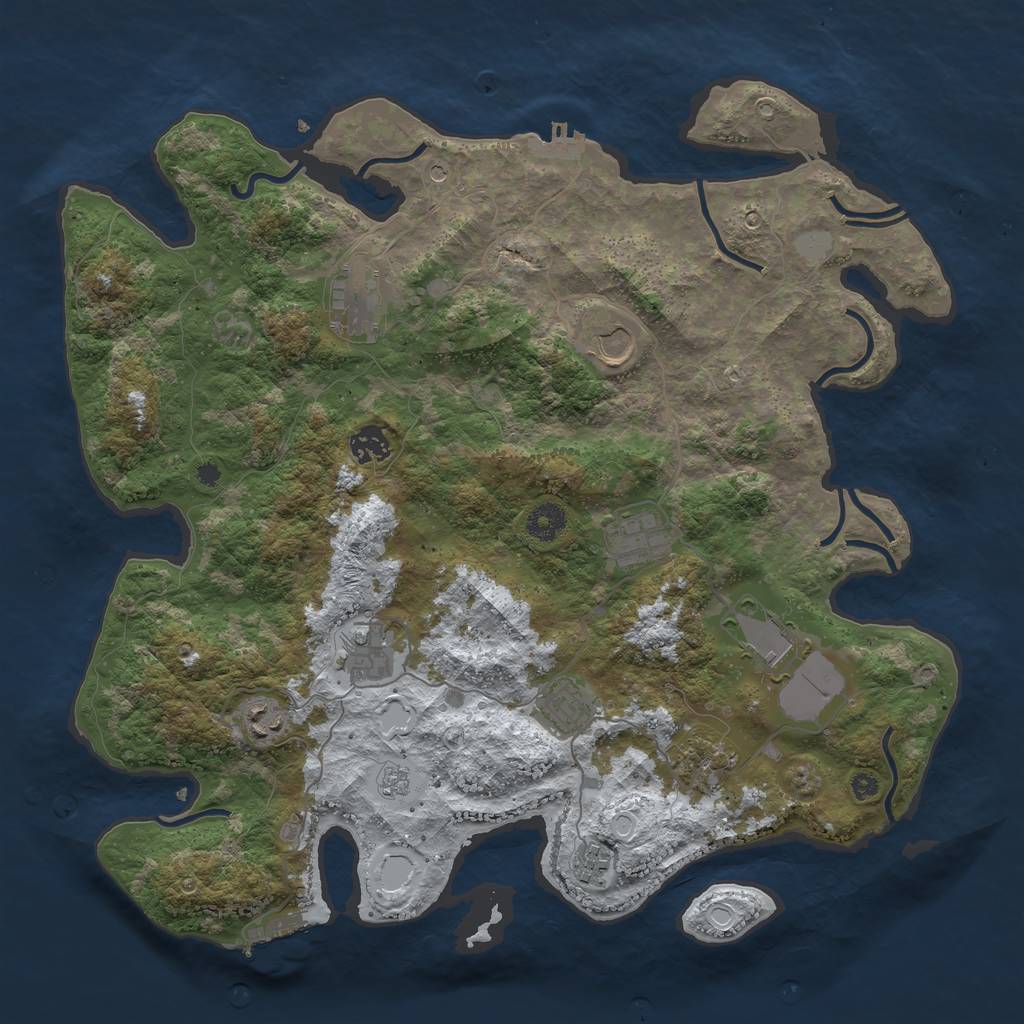 Rust Map: Procedural Map, Size: 3950, Seed: 763597777, 19 Monuments