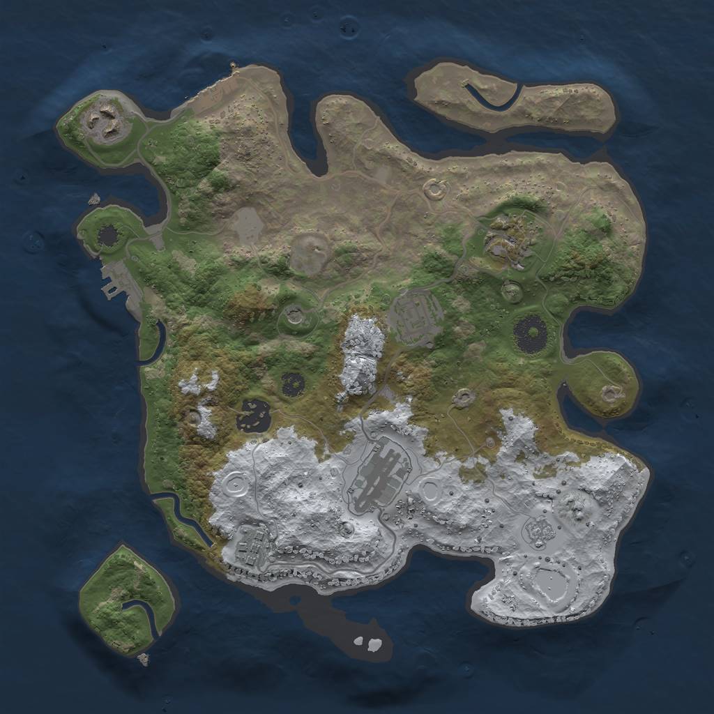 Rust Map: Procedural Map, Size: 3000, Seed: 727001, 15 Monuments