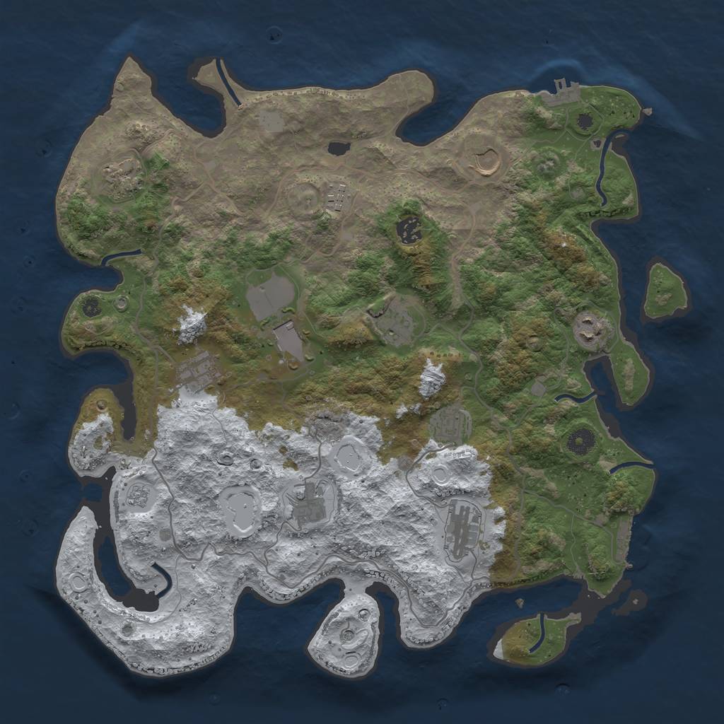 Rust Map: Procedural Map, Size: 4050, Seed: 1779205818, 20 Monuments