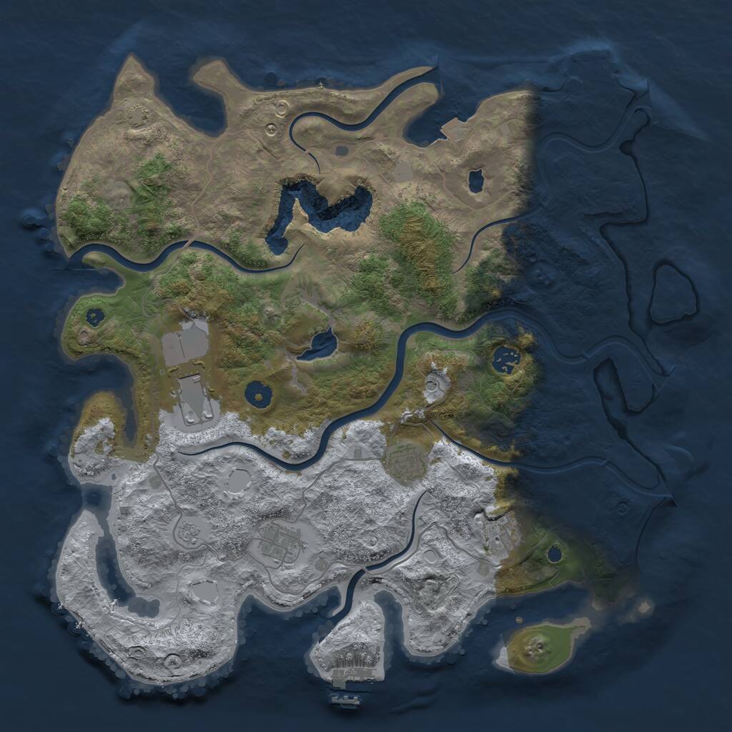 Rust Map: Procedural Map, Size: 4050, Seed: 1779205818, 11 Monuments