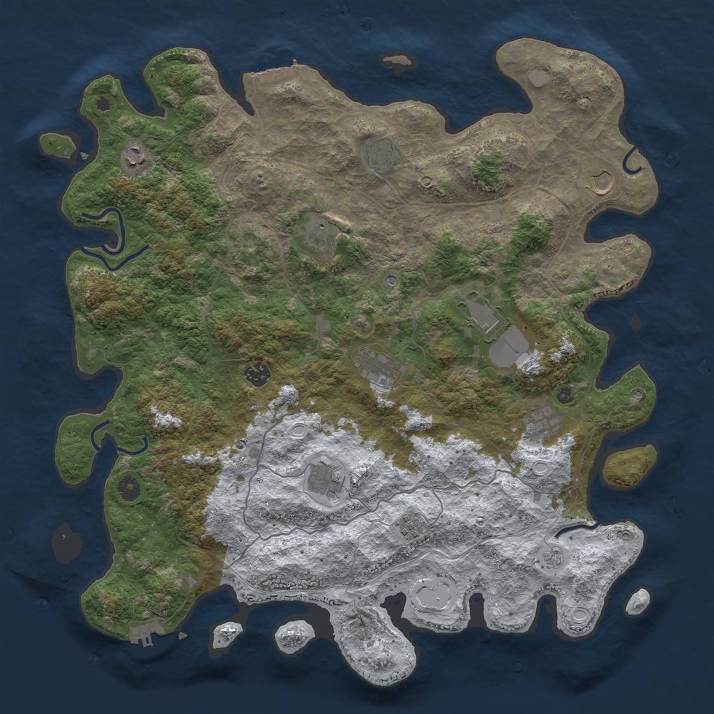 Rust Map: Procedural Map, Size: 4500, Seed: 1078, 19 Monuments