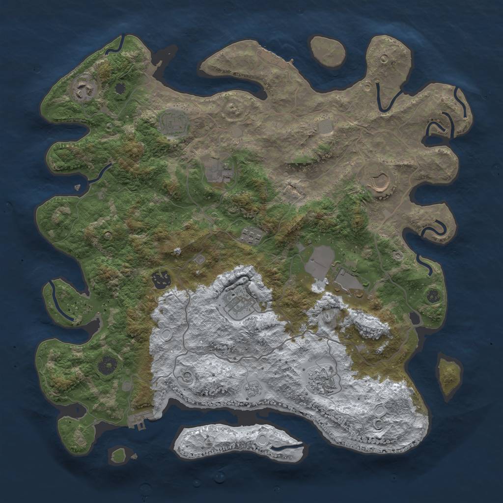 Rust Map: Procedural Map, Size: 4000, Seed: 75894679, 18 Monuments