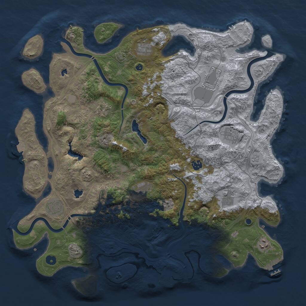 Rust Map: Procedural Map, Size: 4500, Seed: 1259331124, 16 Monuments