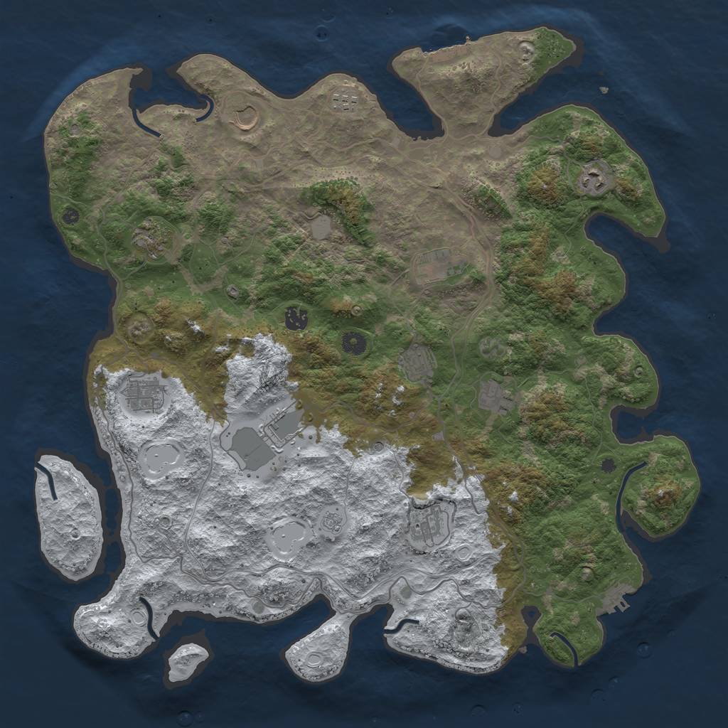Rust Map: Procedural Map, Size: 4500, Seed: 40722, 20 Monuments