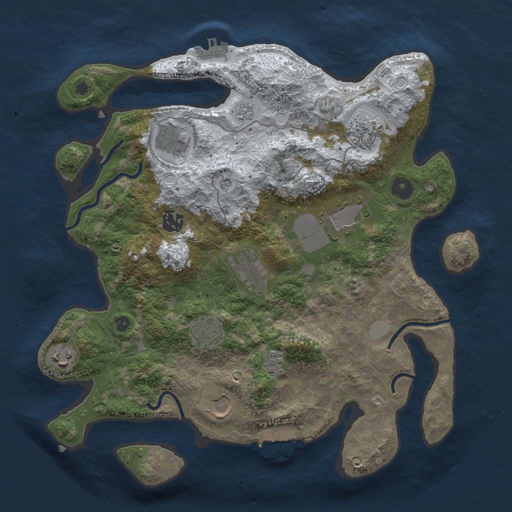 Rust Map: Procedural Map, Size: 3500, Seed: 994850066, 18 Monuments