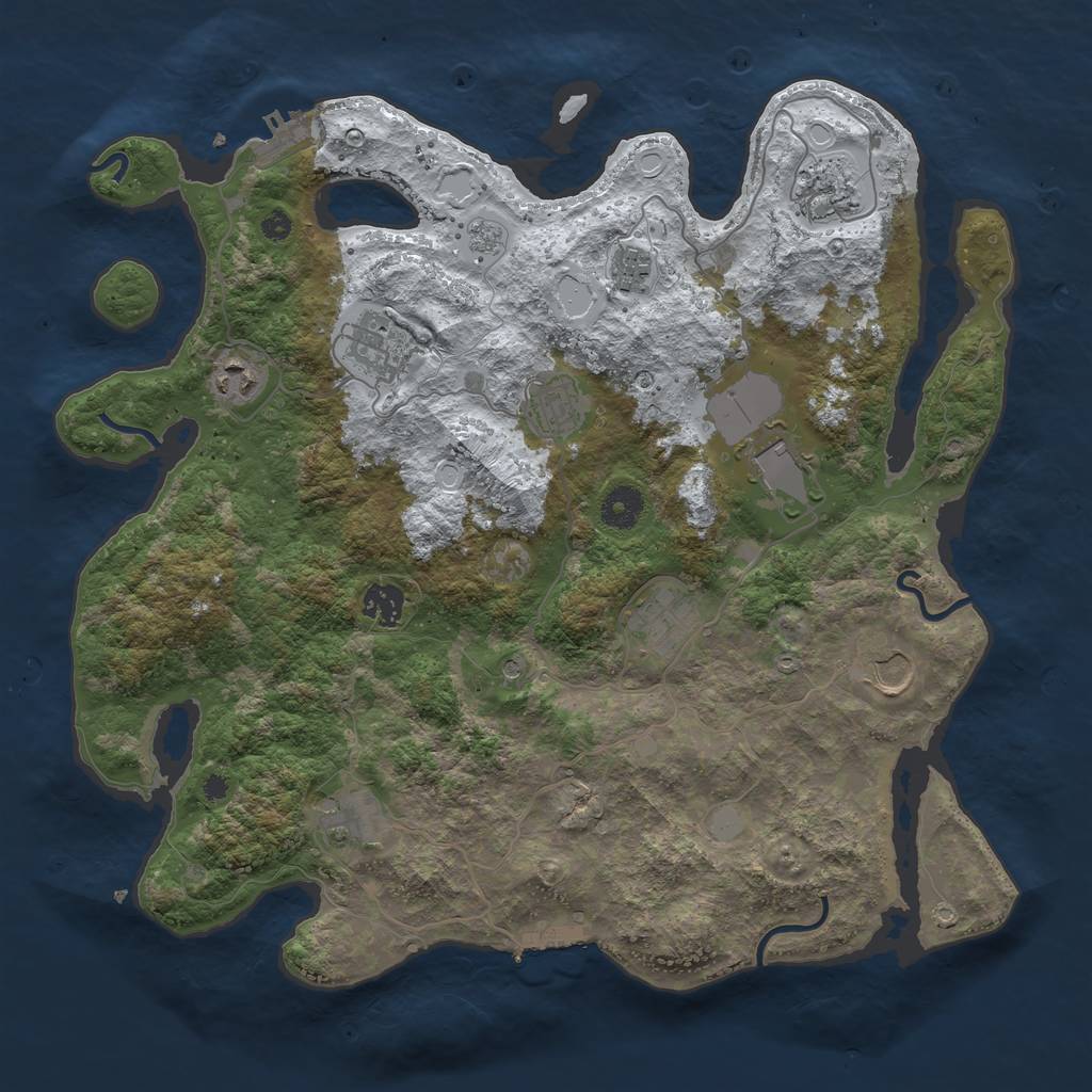 Rust Map: Procedural Map, Size: 3850, Seed: 680876916, 19 Monuments