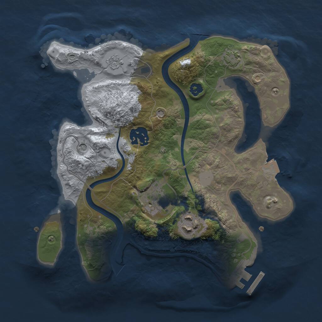 Rust Map: Procedural Map, Size: 2500, Seed: 1111294158, 8 Monuments
