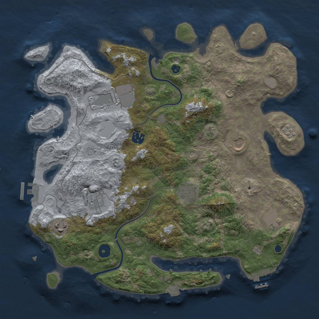 Rust Map: Procedural Map, Size: 3700, Seed: 358, 14 Monuments