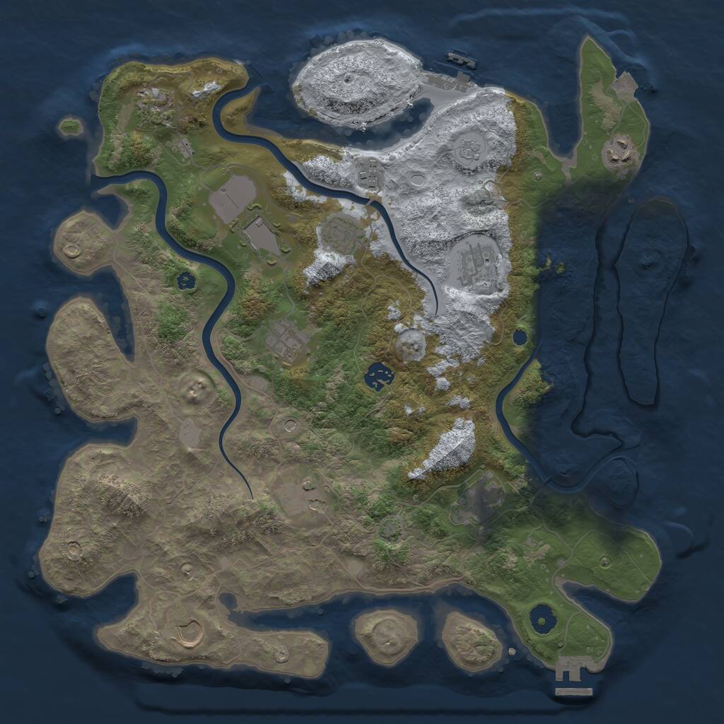 Rust Map: Procedural Map, Size: 3950, Seed: 1000945200, 17 Monuments