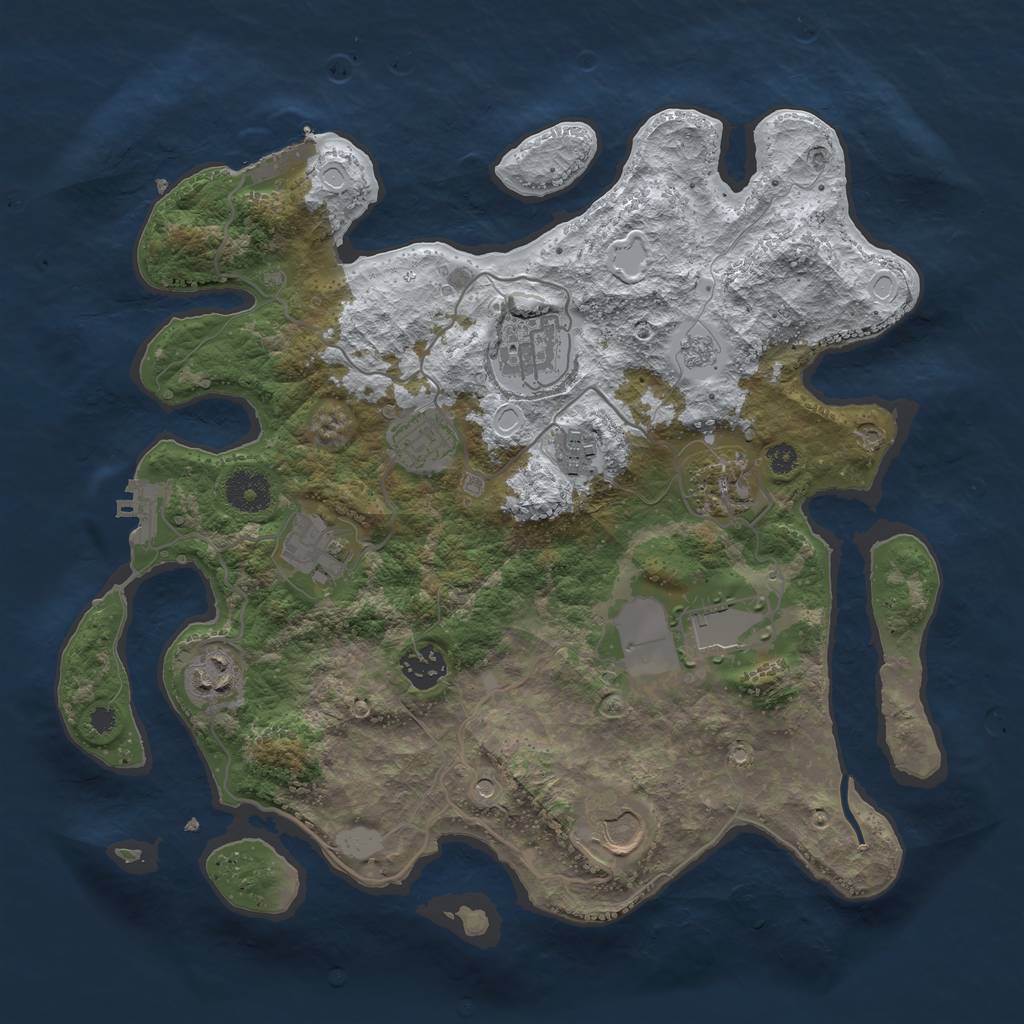 Rust Map: Procedural Map, Size: 3500, Seed: 357846, 18 Monuments