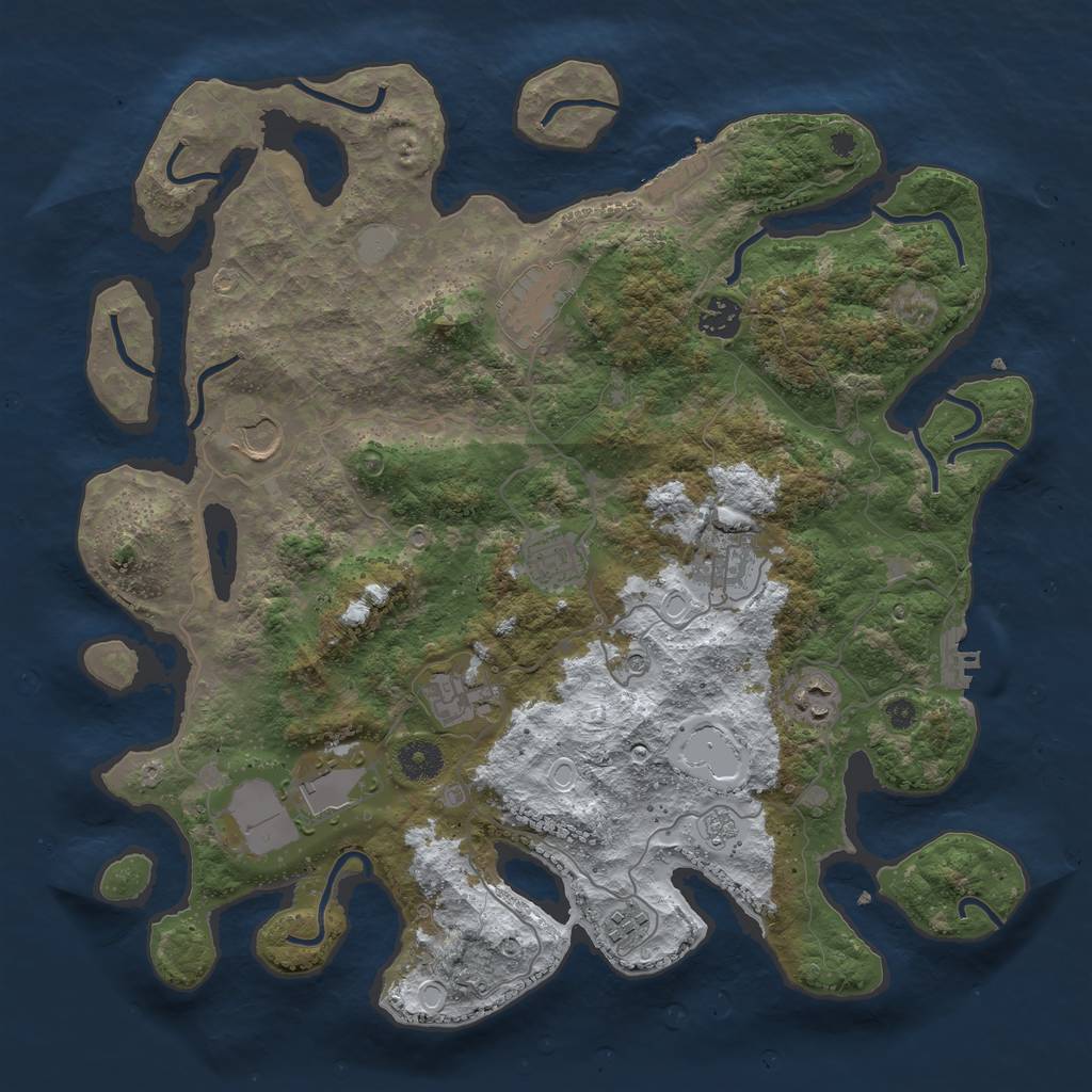 Rust Map: Procedural Map, Size: 3850, Seed: 666, 18 Monuments