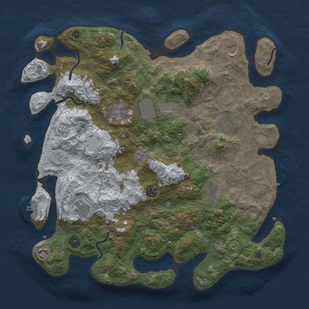 Rust Map: Procedural Map, Size: 4000, Seed: 121045579, 18 Monuments