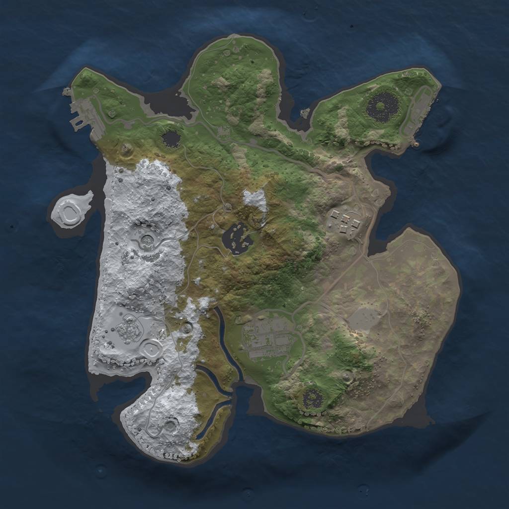 Rust Map: Procedural Map, Size: 2500, Seed: 23114, 12 Monuments