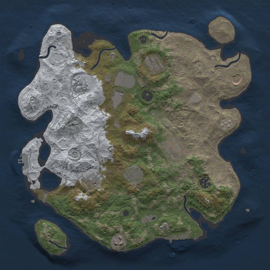Rust Map: Procedural Map, Size: 3600, Seed: 224259743, 19 Monuments