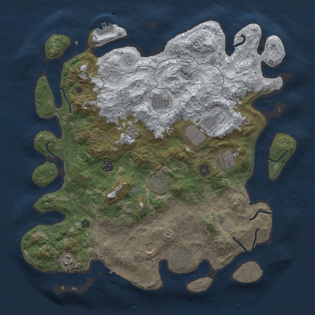 Rust Map: Procedural Map, Size: 4000, Seed: 945120, 18 Monuments