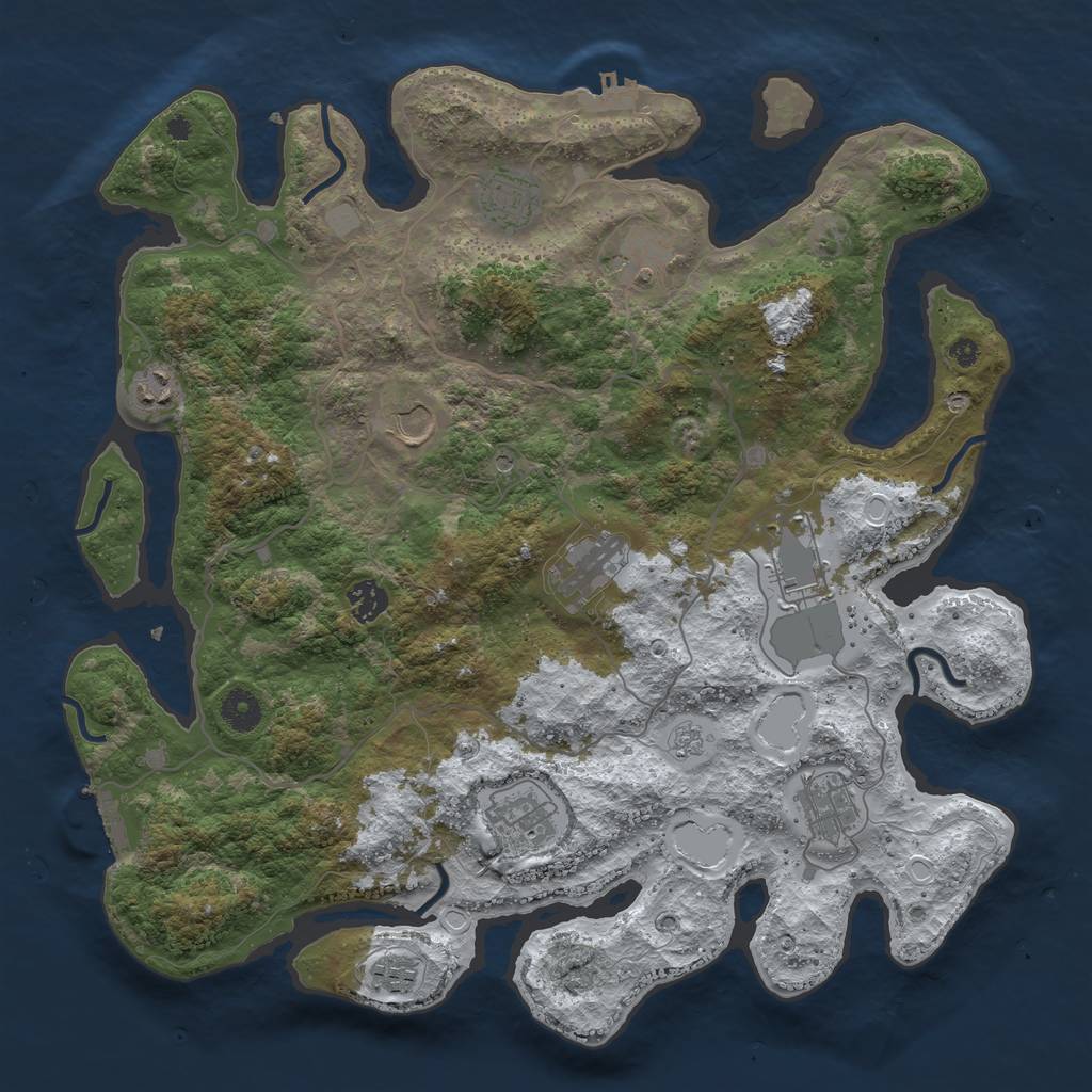 Rust Map: Procedural Map, Size: 4000, Seed: 2302, 19 Monuments