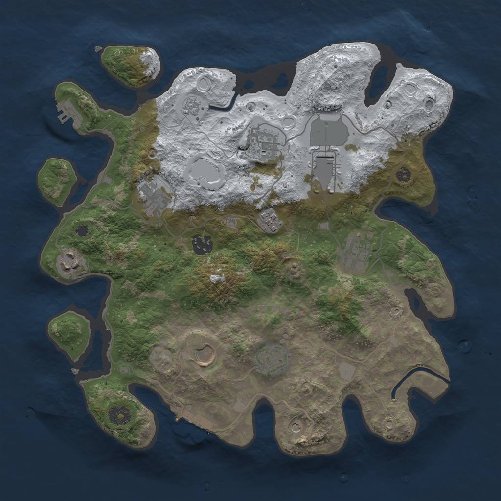 Rust Map: Procedural Map, Size: 3500, Seed: 22305976, 18 Monuments