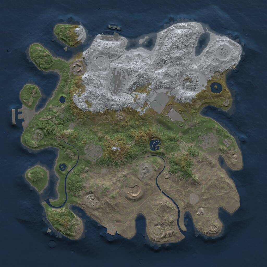 Rust Map: Procedural Map, Size: 3500, Seed: 22305976, 15 Monuments