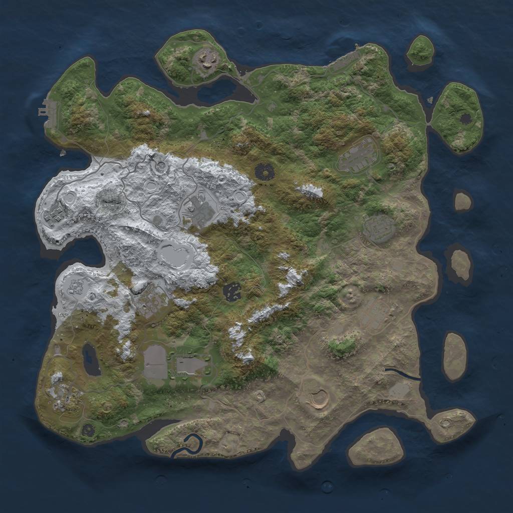 Rust Map: Procedural Map, Size: 3950, Seed: 2074904802, 20 Monuments