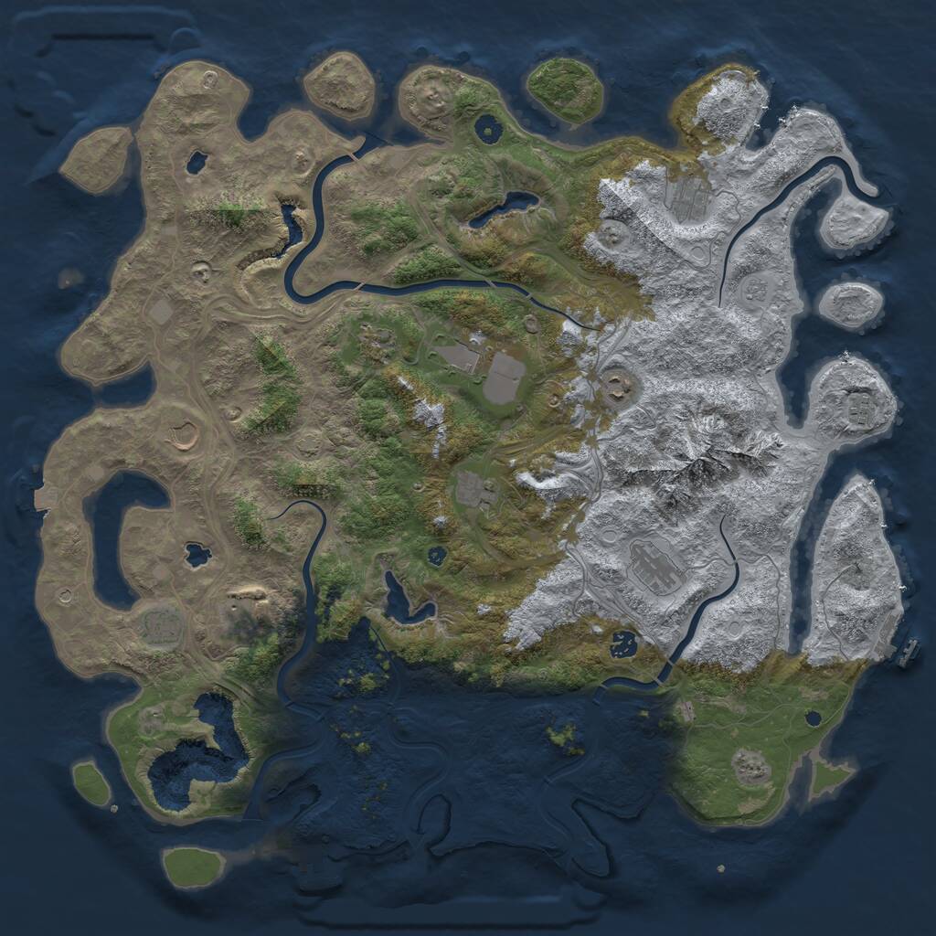 Rust Map: Procedural Map, Size: 5000, Seed: 356849, 17 Monuments