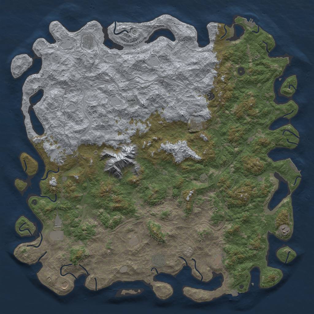 Rust Map: Procedural Map, Size: 6000, Seed: 648252, 19 Monuments