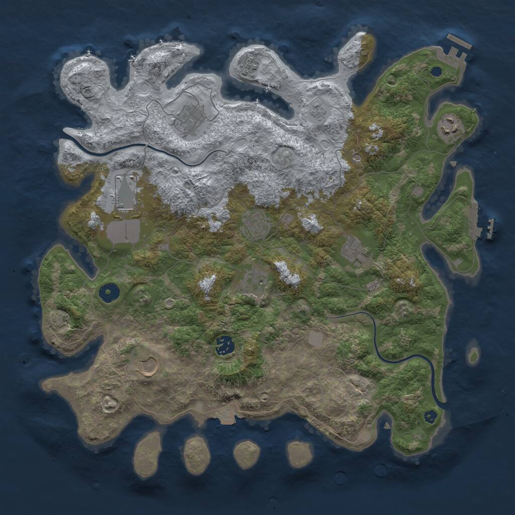 Rust Map: Procedural Map, Size: 3950, Seed: 297349323, 15 Monuments