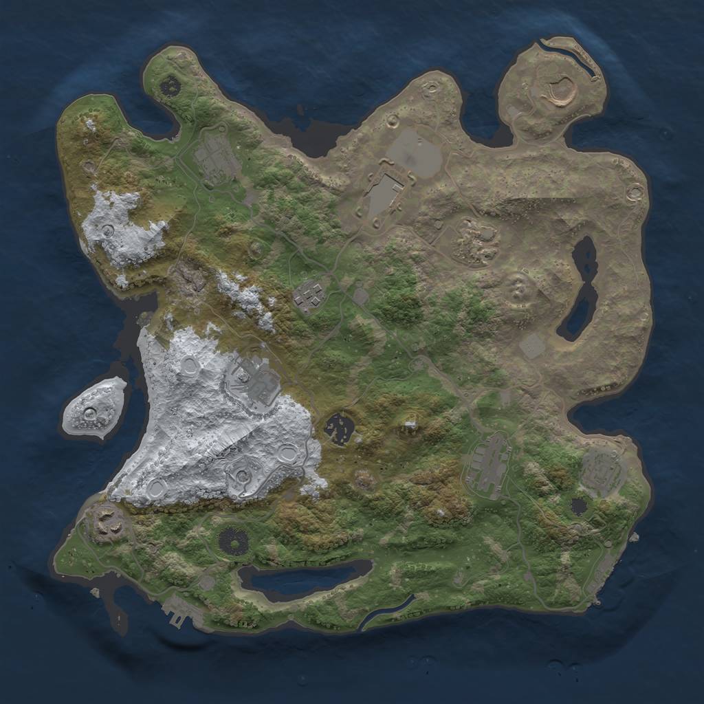 Rust Map: Procedural Map, Size: 3550, Seed: 1628523264, 18 Monuments