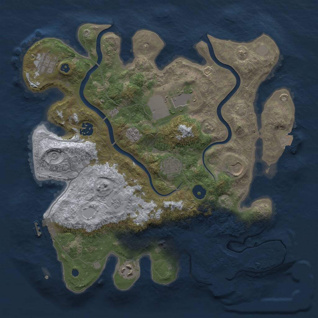 Rust Map: Procedural Map, Size: 3502, Seed: 76, 13 Monuments