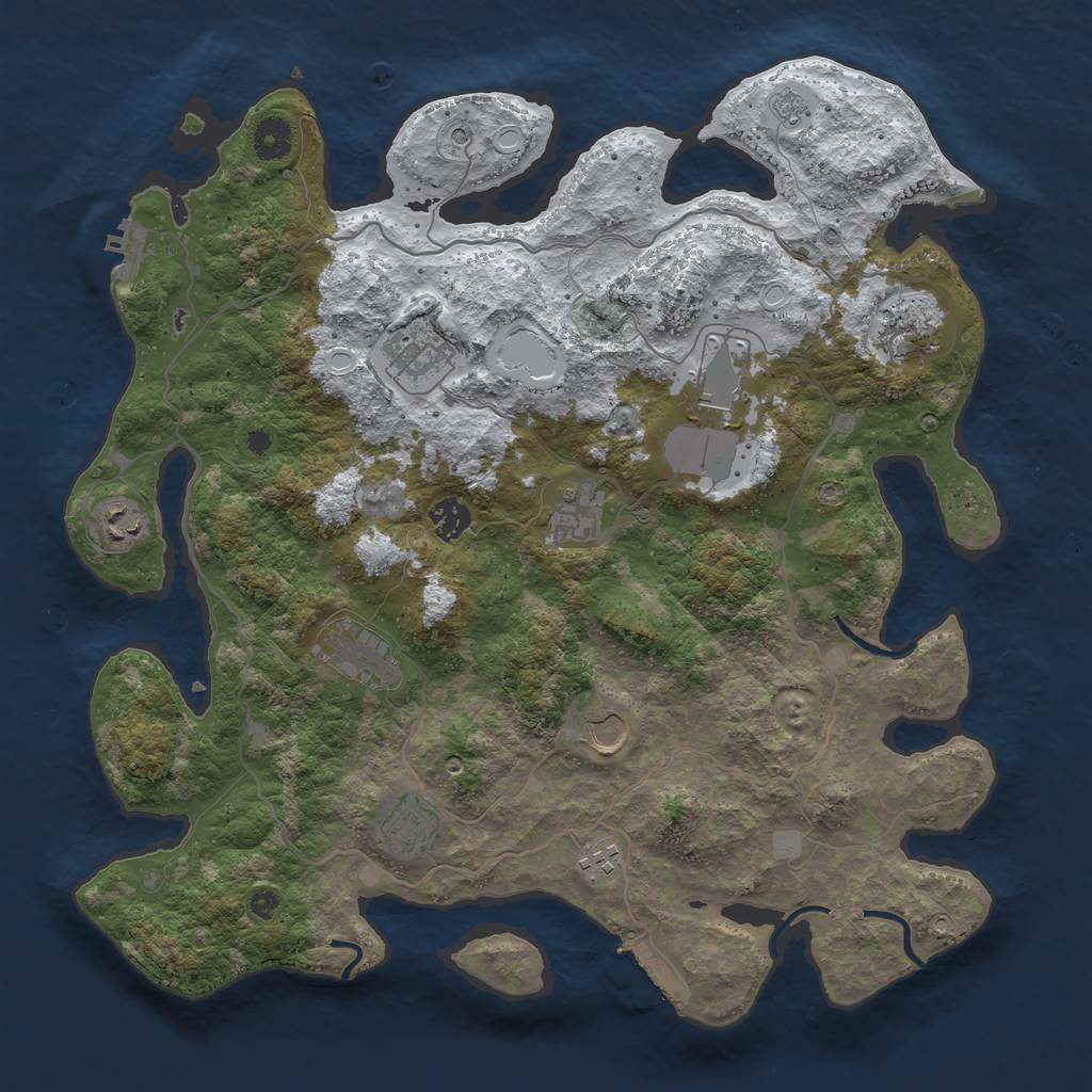 Rust Map: Procedural Map, Size: 4000, Seed: 1812049116, 19 Monuments