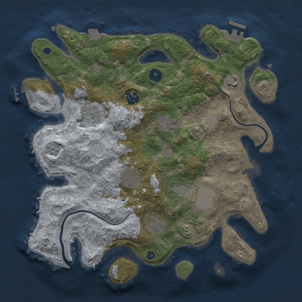 Rust Map: Procedural Map, Size: 3500, Seed: 2634438, 14 Monuments