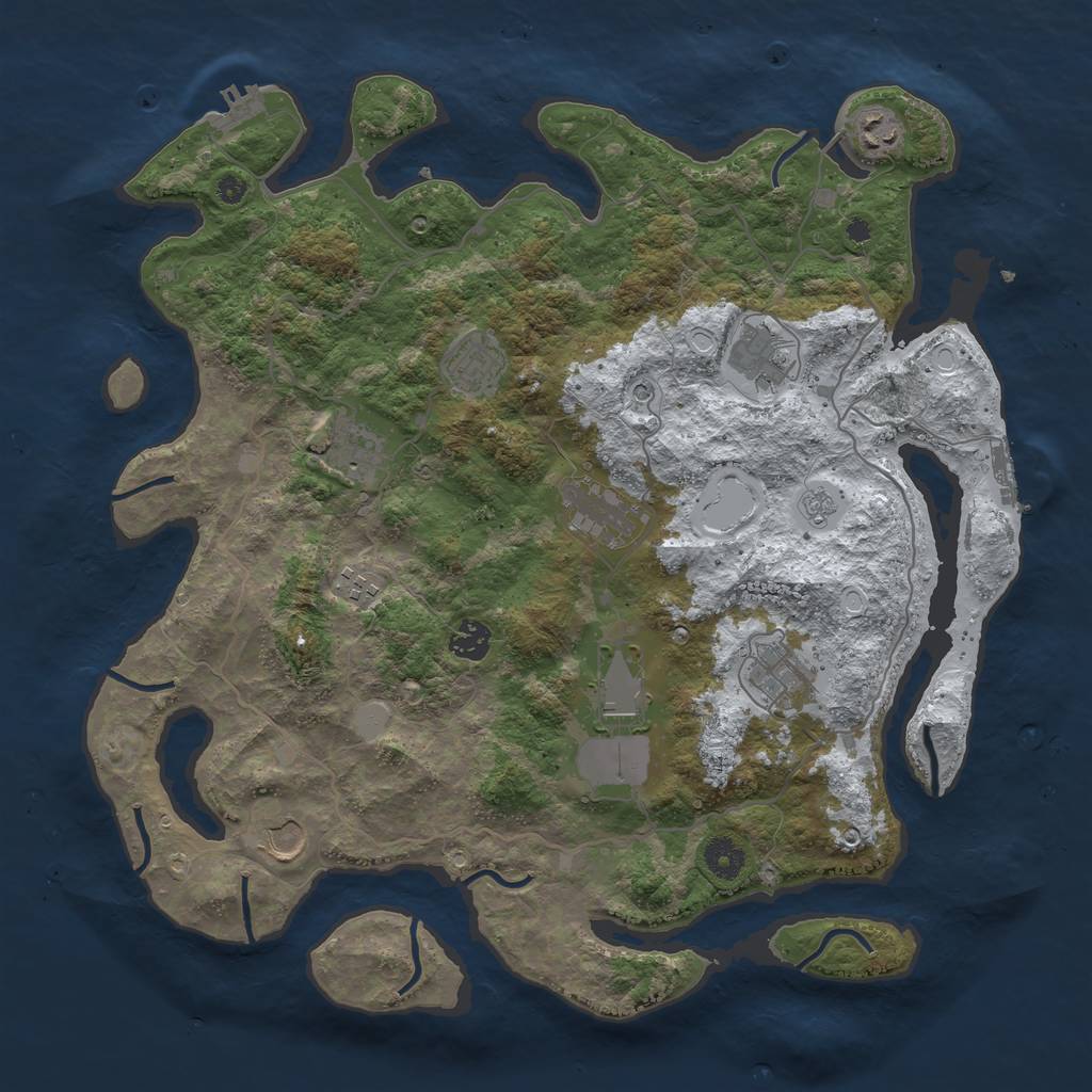 Rust Map: Procedural Map, Size: 4000, Seed: 880159158, 19 Monuments