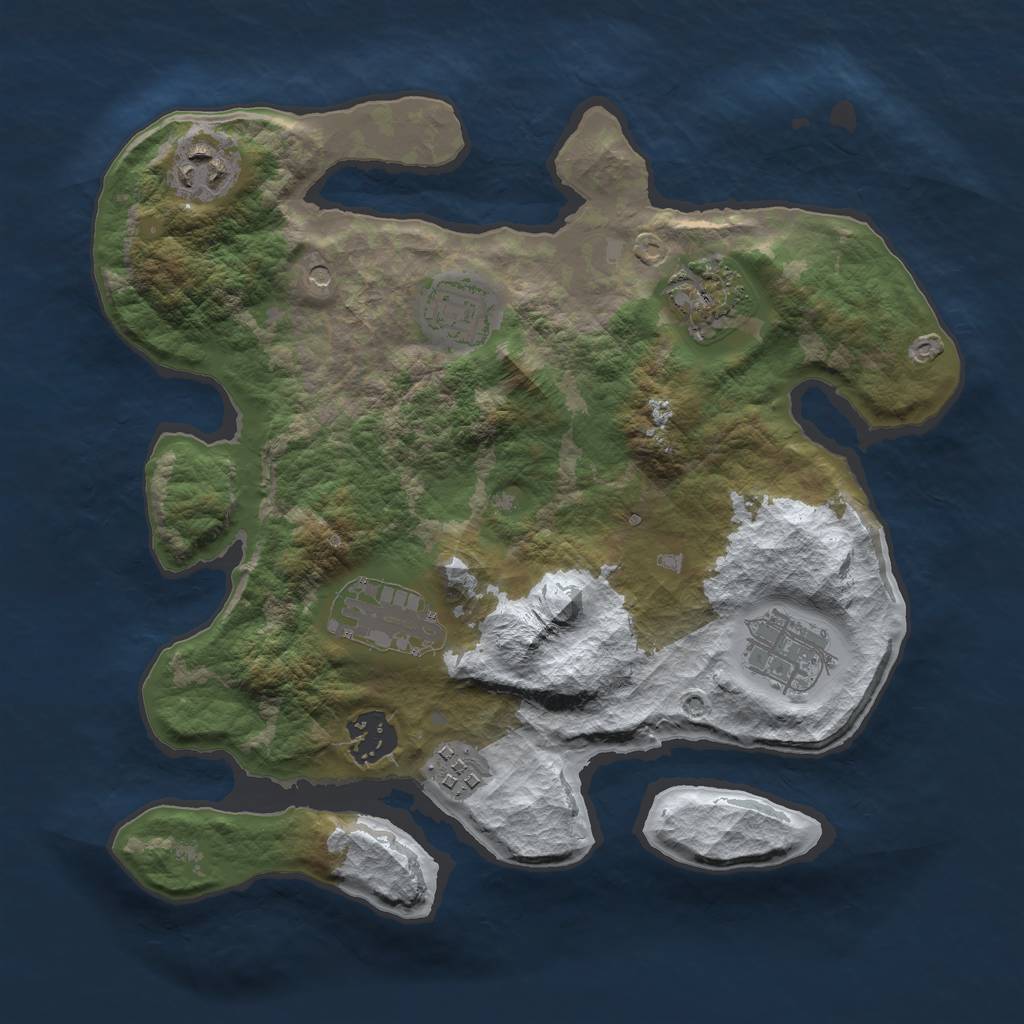 Rust Map: Barren, Size: 3000, Seed: 346370209, 10 Monuments