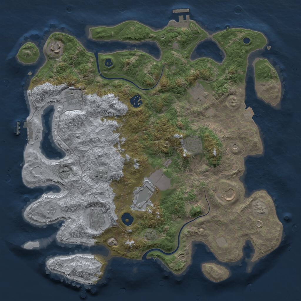 Rust Map: Procedural Map, Size: 3700, Seed: 27552, 15 Monuments